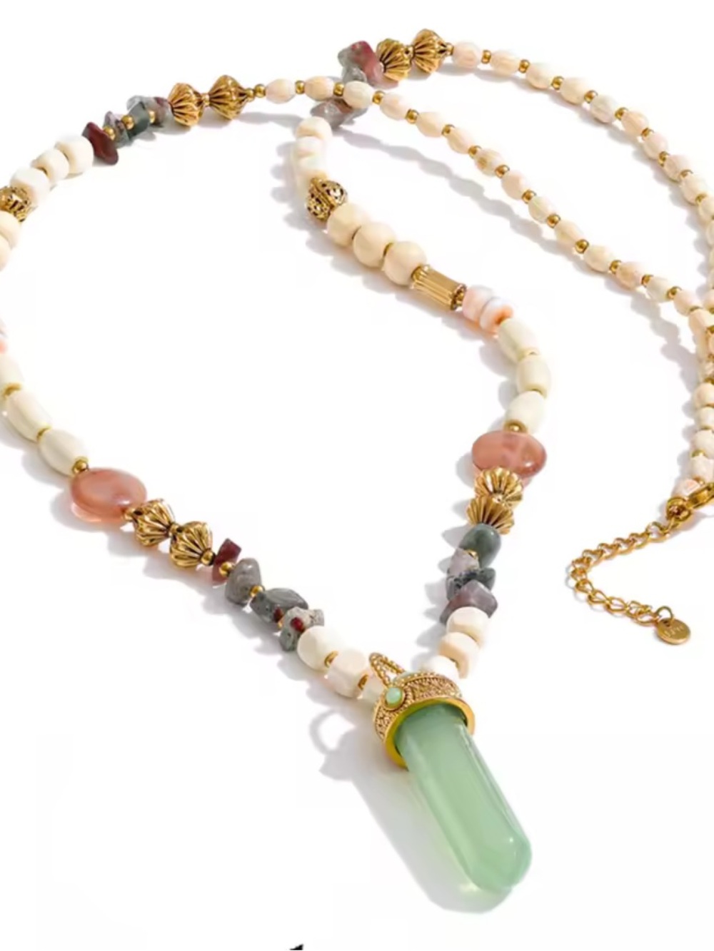 Whimsical Green Jade Beaded Necklace - Picture 12 of 15